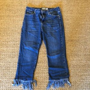 TopShop Moto Dree Cropped Fringe Jeans